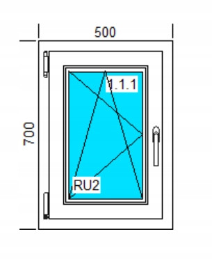 PVC-FENSTER 500x700 RU WEISS, LINKS