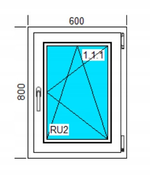 PVC-FENSTER 600x800 RU WEISS, RECHTS