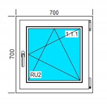 PVC-FENSTER 700x700 RU WEISS, RECHTS