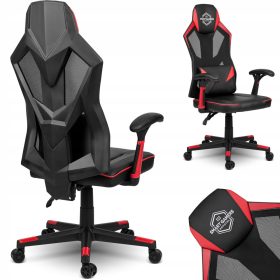  Sofatel Shiro Gaming-Stuhl, schwarzes und rotes Kunstleder