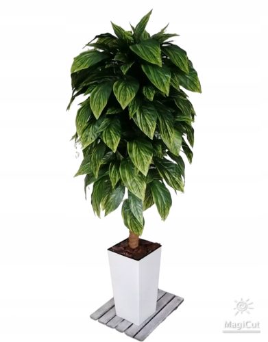 Künstliche Blumen und Früchte Ficus Künstlicher Feigenbaum 140 cm weiß schwarzer Blumentopf