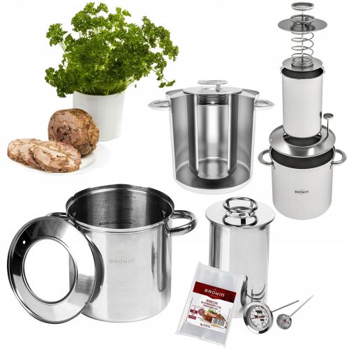 Küchentöpfe und Pfannen zum Kochen SCHINKENKOCHER-SET MIT WASSERMANTEL UND TOPF +2 THERMOMETER + BROWIN-BEUTEL