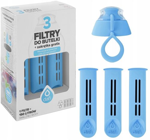  Dafi-Filter, 3 blaue Teile + Kappe