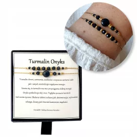  SCHWARZES TURMALIN-Onyx-ARMBAND, 2er-Set