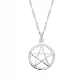  Silberne Pentagramm-Halskette, weißer Pentagrammstern