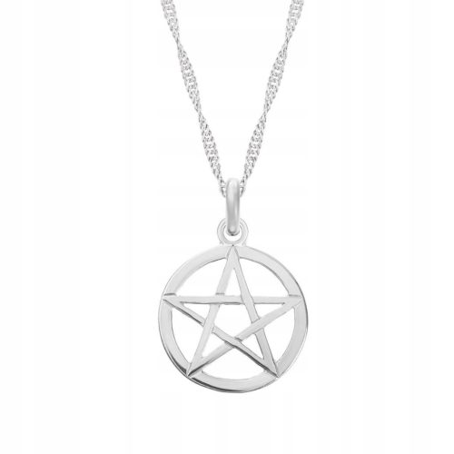  Silberne Pentagramm-Halskette, weißer Pentagrammstern