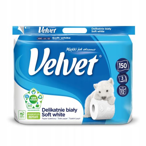 Klopapier Samt-Toilettenpapier ohne Duft, 12 Stück.