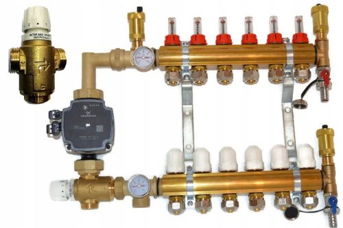  Verteiler 8 mit Pumpengruppe für Fußbodenheizung 2,3 kvs