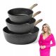 Bratpfannen Set mit 3 Bratpfannen aus schwarzem Granit von Konighoffer