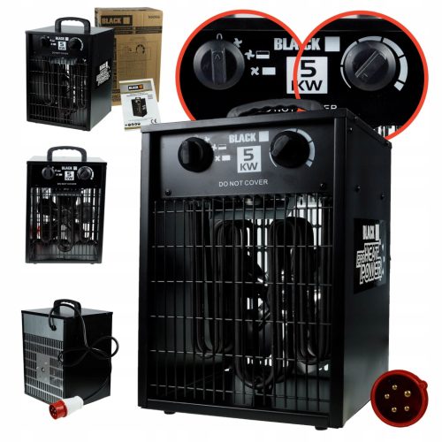  Elektrischer Lufterhitzer, Gebläse, Farelka, Schwarz, 400 V, 5 kW, Luftentfeuchter.