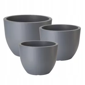    Form-Plastic-Blumentopf, 29,5 cm x 29,5 x 22 cm, Durchmesser 29,5 cm, Kunststofftöne in Grau und Silber