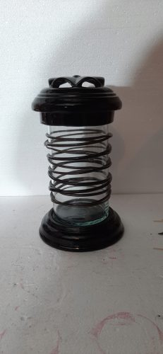  KERAMIK-LATERNE, KERAMIK-SCHWARZ-WICKEL