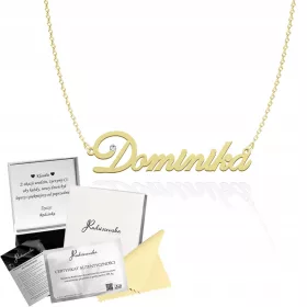    Goldene Halskette mit dem Namen Dominika, pr925, Widmung, KOSTENLOSE BOX