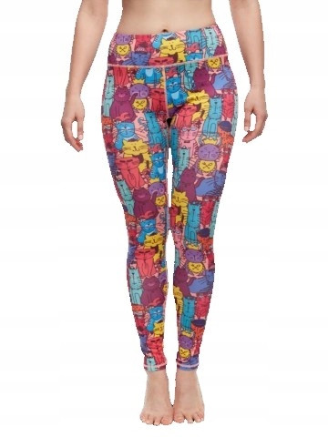  BUNTE KATZEN Fröhliche Sportleggings, Größe L Fitness Sport
