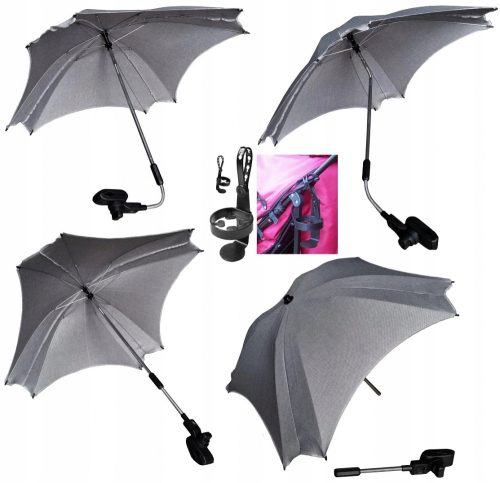  Kinderwagenschirm, quadratischer Regenschirm mit Getränkehalter, 82 cm, grau