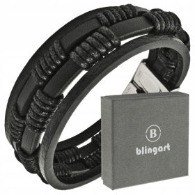  SCHWARZES DAMEN-LEDERARMBAND MIT RIEMEN