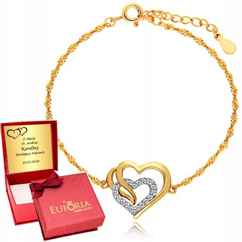  Armband aus 925er Gold mit dreifacher Herzgravur „LOVE“.