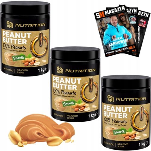 3x GO ON Erdnussbutter 100% Erdnüsse, ohne Zusätze, 3x1000 g