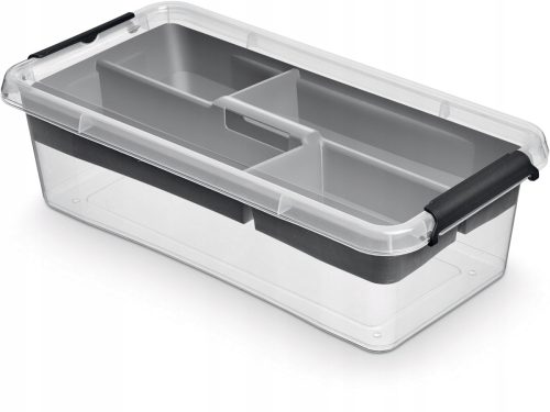Boxen, Aufbewahrungsbehälter, Organizer Box mit Deckel schwarz, Grau- und Silbertöne, transparent