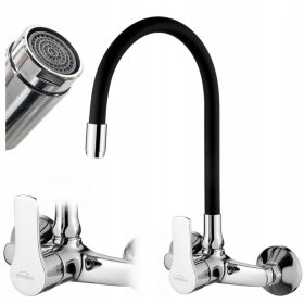  Invena VERSO Wand-Küchenarmatur, Schwarz, Silber