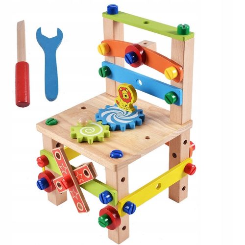  Holz-Montessori-Montagestuhl mit Blöcken
