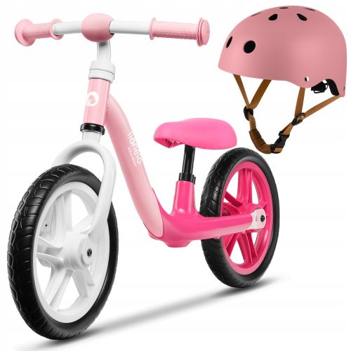  Lionelo Alex Laufrad 12" Weiß, Pink + Kinderhelm für ein Rollerfahrrad, Größe S 50-56 cm ab 2 Jahren Lionelo Helm