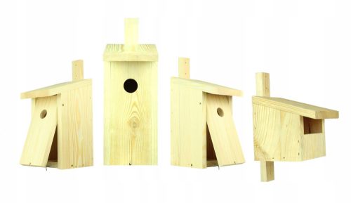  Set mit 4 Vogelhäuschen, Typ A A1 BP, roh