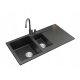 DARFOR DG005 Eineinhalb-Becken-Spüle, schwarzer Granit
