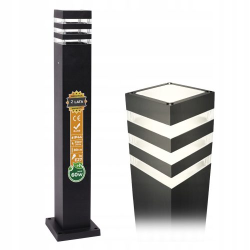  Quadratischer Lichtmast Ledstyl E27 80 cm schwarz
