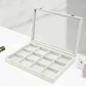  GESCHLOSSENE PALETTENFACH SCHMUCK KARIERTER GRAUER VELOURS