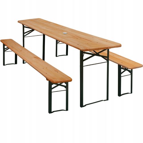 Gartentische und Stühle für die Terrasse Casaria Gartenmöbel-Set aus Holz, 170 cm, 3-teilig. braun