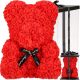 Teddybär mit Rosen mit Box Springos HA7224 36x26 cm rot + HA7224B BÄRENVERPACKUNG