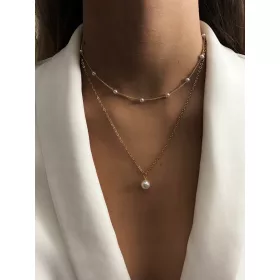  Goldkette HALSKETTE PERLENANHÄNGER 2in1 Stahl
