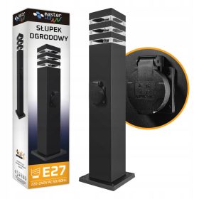 Quadratischer Lichtmast NNLED E27 60 cm schwarz