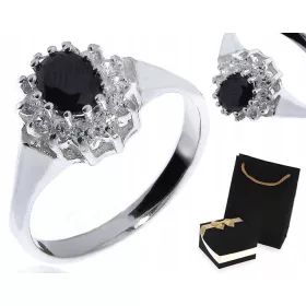    Silberring* schwarzer Marquise* Zirkone* Geschenk für Mädchen* 18 Jahre alt LgSP543