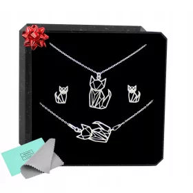    SILBERSCHMUCKSET MIT KITS KATZEN ORIGAMI KITS 925 als Geschenk
