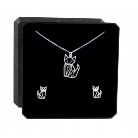  SET SILBERSCHMUCK KATZE ORIGAMI KATZEN 925 #2