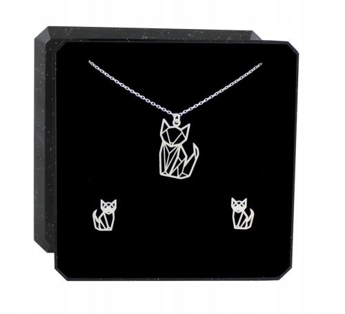  SET SILBERSCHMUCK KATZE ORIGAMI KATZEN 925 #2