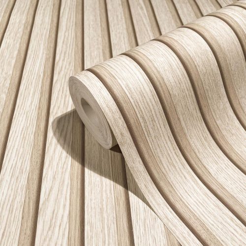 Exklusive Tapete imitiert beige Lamellen
