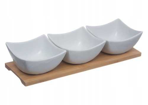 Salatschüsseln und -platten Snack-Set, Dips, Saucen, 3x Bambusschalen