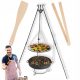  Gartengrill, geschmiedet, Dreibein, Chromrost, Gartenfeuerstelle, 60 cm