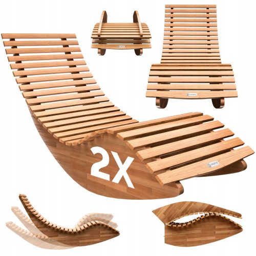 Sonnenliegen und Garten und Terrasse Deuba Liegestuhl aus beigem und braunem Holz