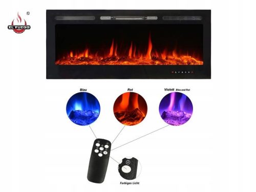 Wandkamin mit Heizfunktion El Fuego schwarz 1800 W 128 x 54,5 x 14 cm