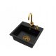 Brado DON Einbeckenspüle Beta Wasserhahn Dispenser Siphon Gold schwarzer Granit