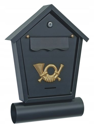 R&D T-6/T Briefkasten mit Zeitung, mattschwarz, 37x27 cm