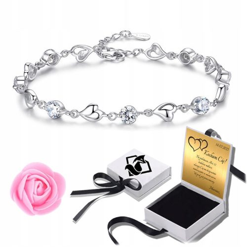  Damen-Herzarmband, 925 SILBER, Kette