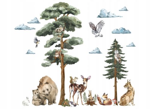 Dekorative Wandaufkleber Wandaufkleber WALDTIERE, Teddybären, Eulen XL