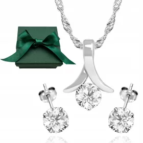    SILBER-SET DAMENSCHMUCK MIT ZIRKONIA ALS GESCHENK FÜR SIE AUS SILBER