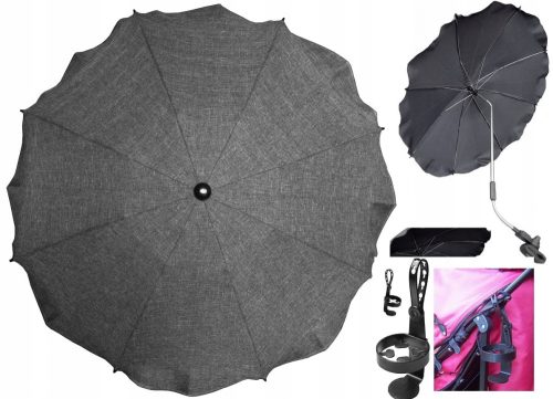  Kinderwagenschirm MELANGE (LEINEN) - REGENSCHIRM FÜR KINDERWAGEN + GETRÄNKEHALTER 67 cm, mehrfarbig