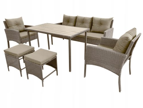 Ein Satz Garten- und Terrassenmöbel Gartenmöbel-Set Kontrastgraues Technorattan, 6-teilig.